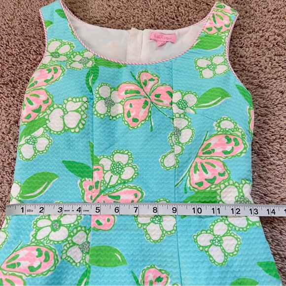 Lilly Pulitzer Nina Tootie Pink Green Scalloped Hem Floral Dress Women's Size 2 - Picture 6 of 13